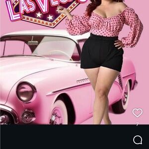 Micheline Pitt X Unique Vintage Pink Polka Dot   Vacation play suit  in 2x